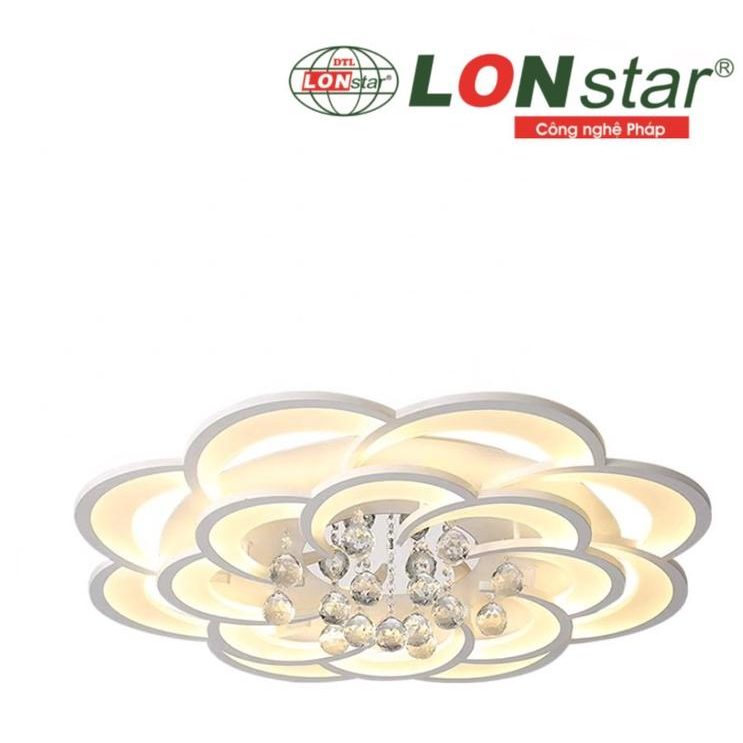 Đèn Ốp Trần Trang Trí Phòng Khách LONstar 20 Cánh Hoa Mai Thả Pha Lê ,Phong Cách Hiện Đại,3 Chế Độ Ánh Sáng