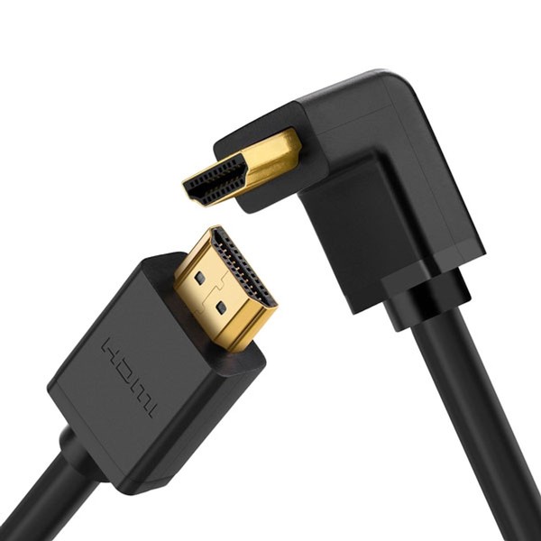 Cáp HDMI Dẹt Ugreen đầu mạ vàng, 1 đầu bẻ lên góc 90 độ