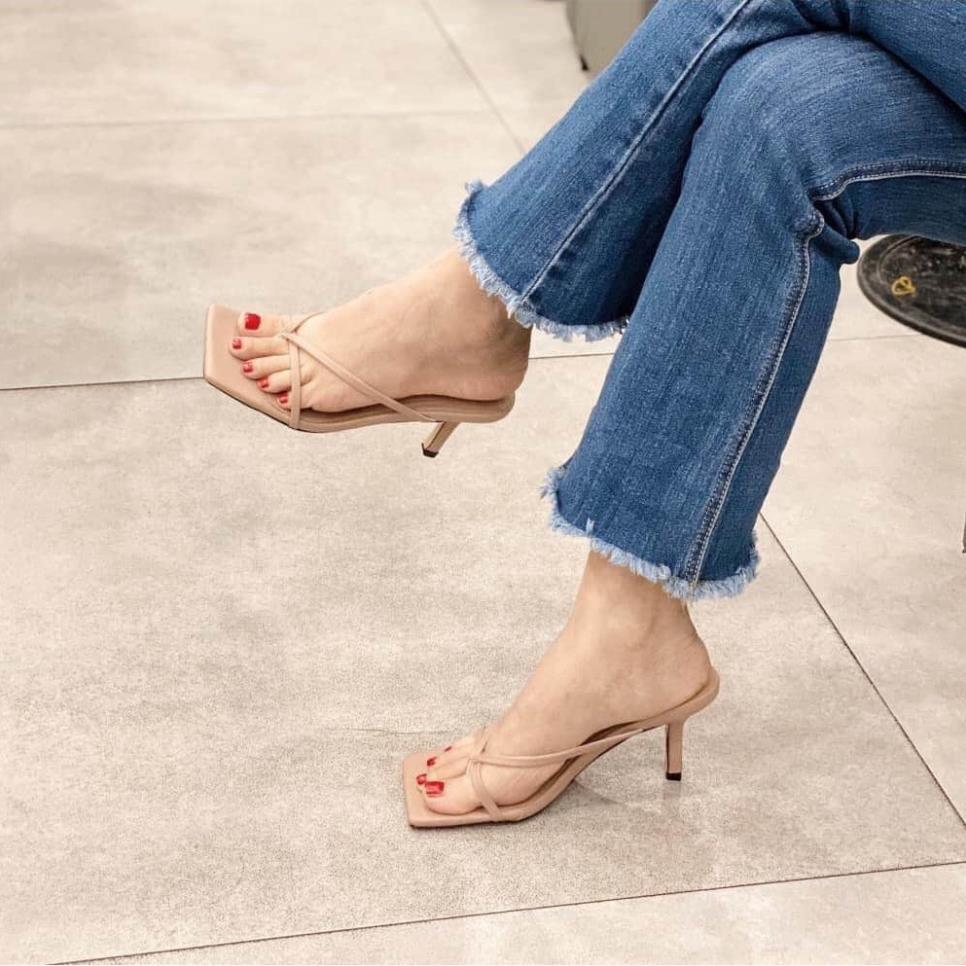 Hàng cao cấp Giày cao gót Sandal 7p xỏ ngón dây mảnh chữ V cá tính siêu hot