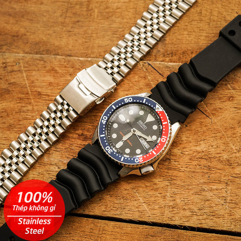 Mua Dây đồng hồ Jubilee thép không gỉ Diver SKX007, SKX009, SKX013,  SRPD51,SRPD53,SRPD55,SRPD57,SRPD59,SRPD61,SRPD63,SRPD67,SRPD69,SRPD71,SRPD73,SRPD75,  5 SPORT 2019,  - 22mm(skx007/ 5 sport 2019) - Đầu cong tại  Tiktakus