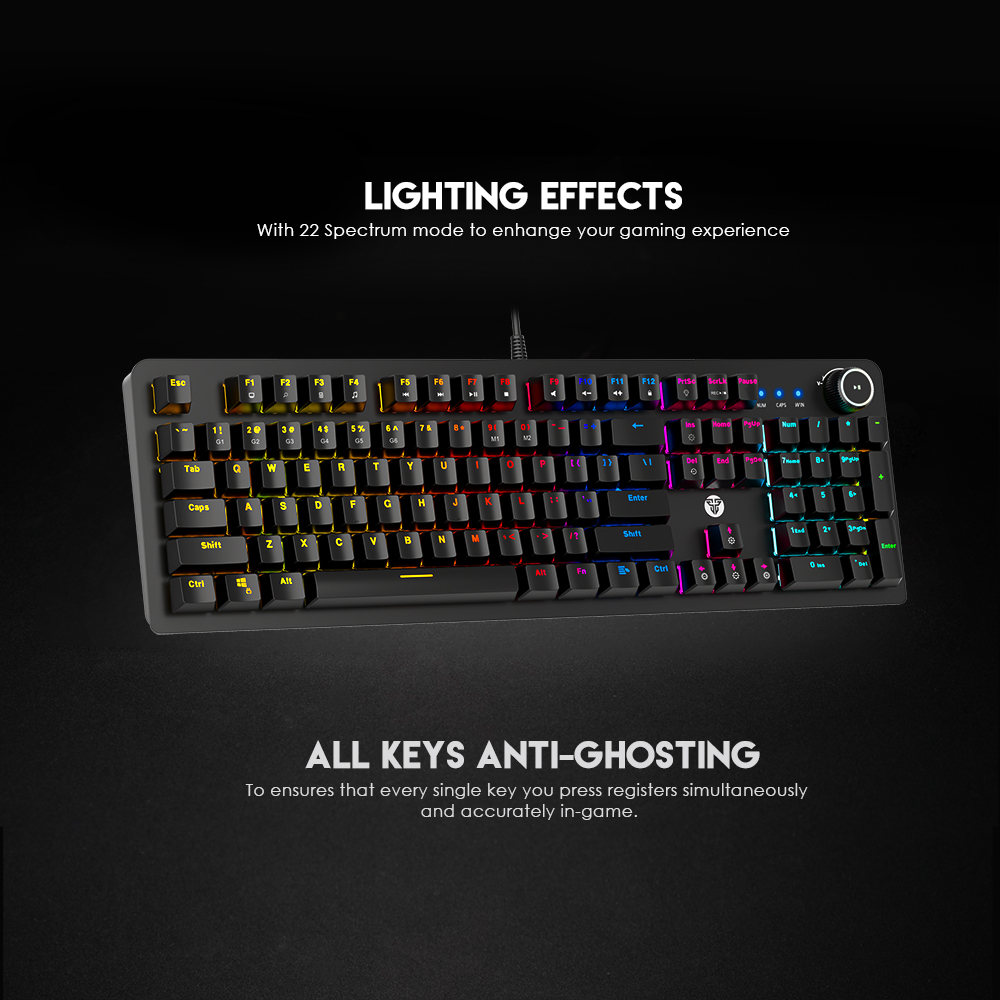 Bàn phím cơ Gaming Full-sized có dây Fantech MK853 MAXPOWER Outemu Blue/Red Switch LED RGB Gradient Full Anti Ghosting có phần mềm tùy chỉnh - Hàng chính hãng