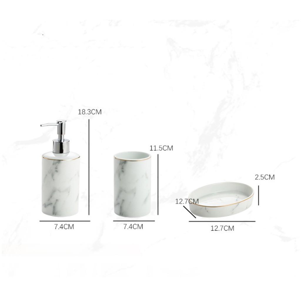 BỘ 4 DỤNG CỤ ĐỰNG GEL SỮA TẮM MARBLE WHITE 4PCS