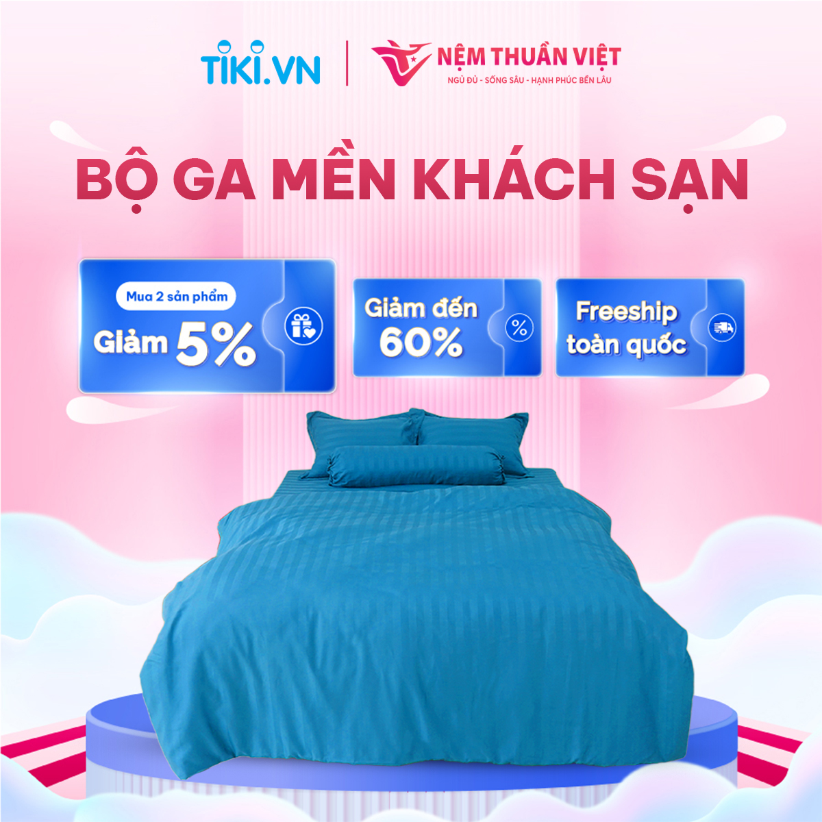 Bộ Chăn Ga Gối Mền Khách Sạn Thuần Việt Cao Cấp S16 - Drap Mền Khách Sạn Mỏng Mịn, Chất Vải Mát Mẻ