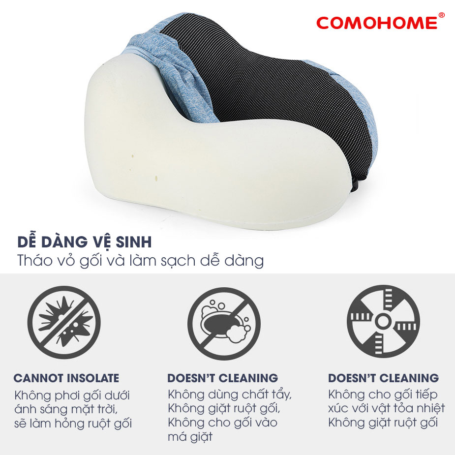 Gối chữ U Văn phòng, Du lịch, Tựa đầu ô tô cao cấp Comohome. Chất liệu Memory Foam hỗ trợ tốt cho cổ