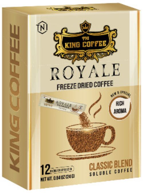 KING COFFEE ROYALE CLASSIC BLEND cà phê sấy lạnh tiên tiến nhất Hộp 12 gói 24g ( 2g/1stick) - Giữ trọn hương vị nguyên bản