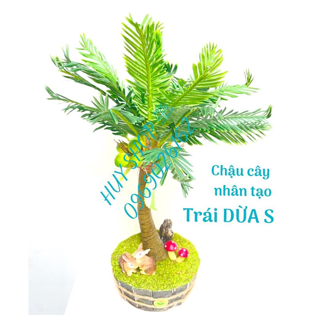 Chậu cây Trái DỪA nhân tạo trang trí nhà cửa