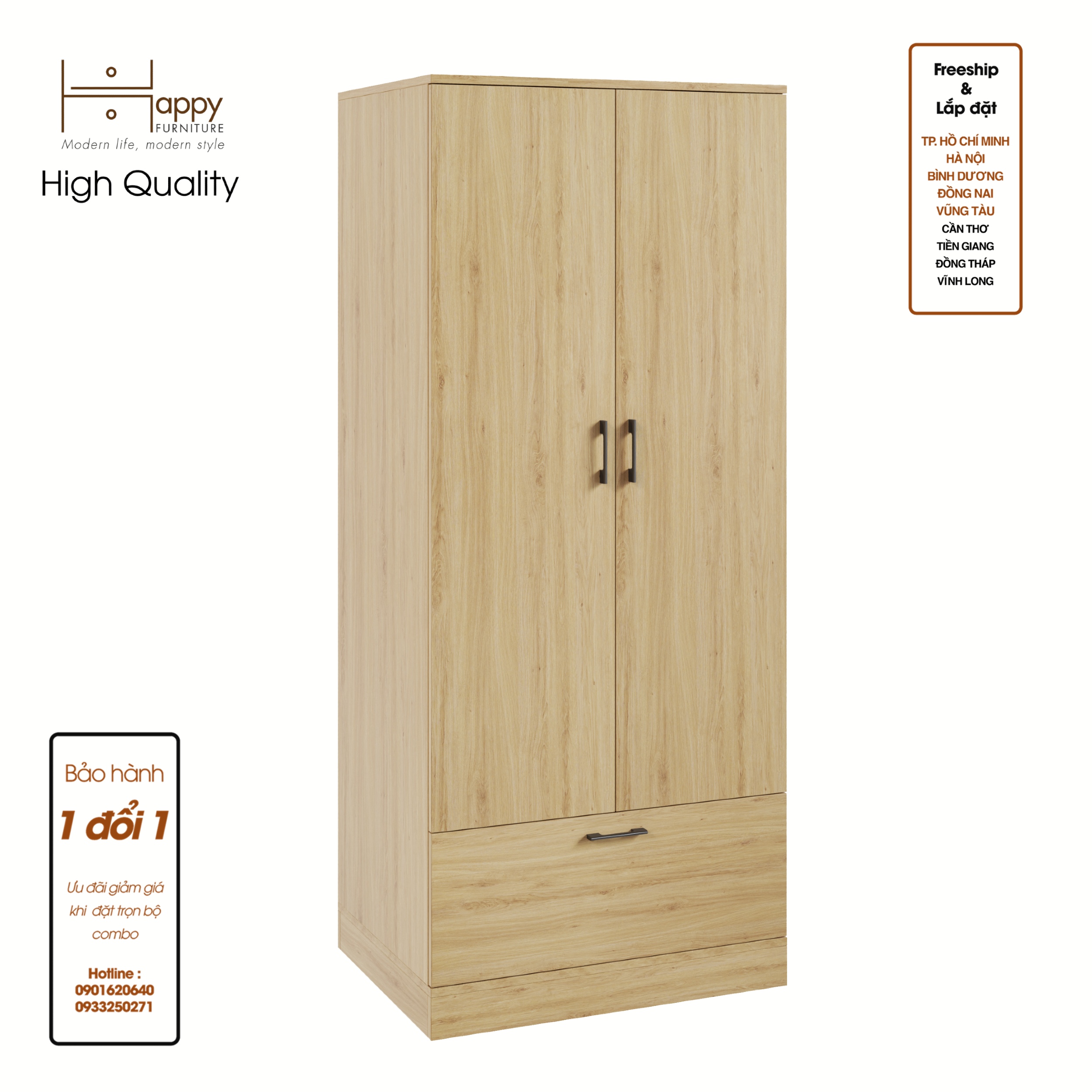 SALY , Tủ treo quần áo tiện dụng, 90cm x 40cm x 180cm , TCM_009