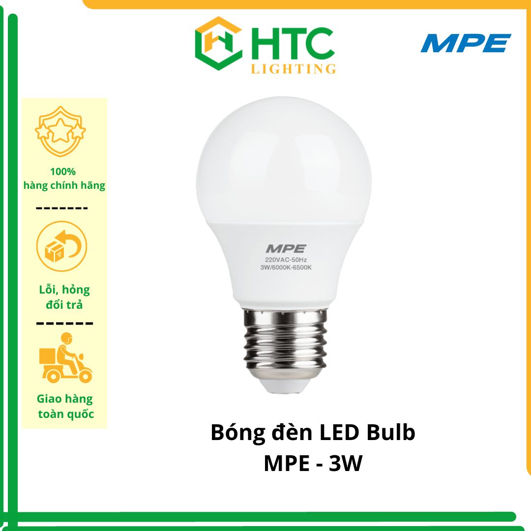 (HCM , toàn quốc) Bóng Đèn tròn Led Bulb 3W thương hiệu MPE