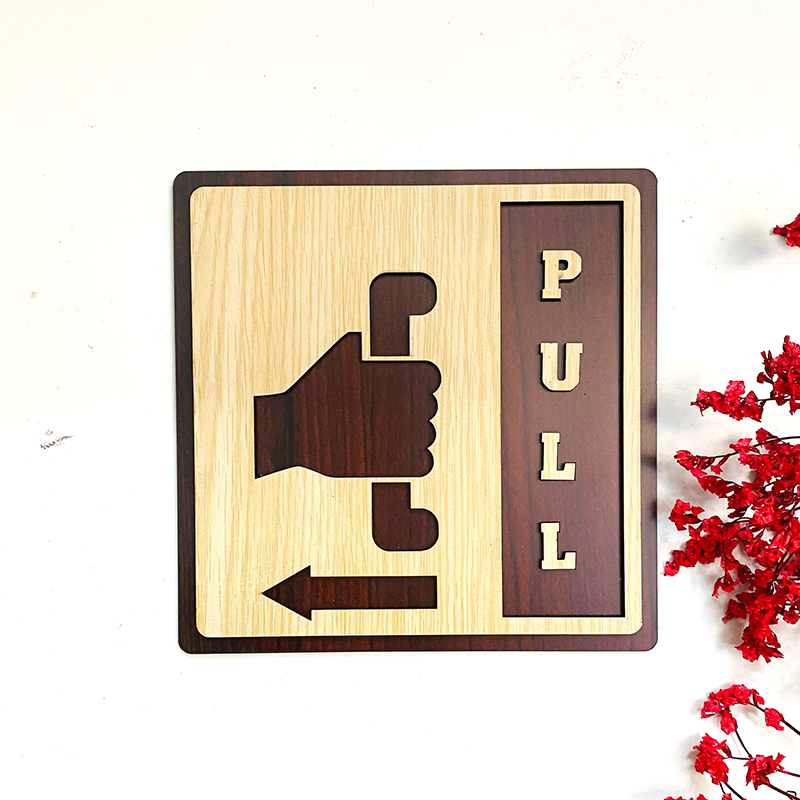 PP6 - Bảng gỗ dán cửa Kéo - Đẩy, Pull - Push Decor trang trí hình vuông