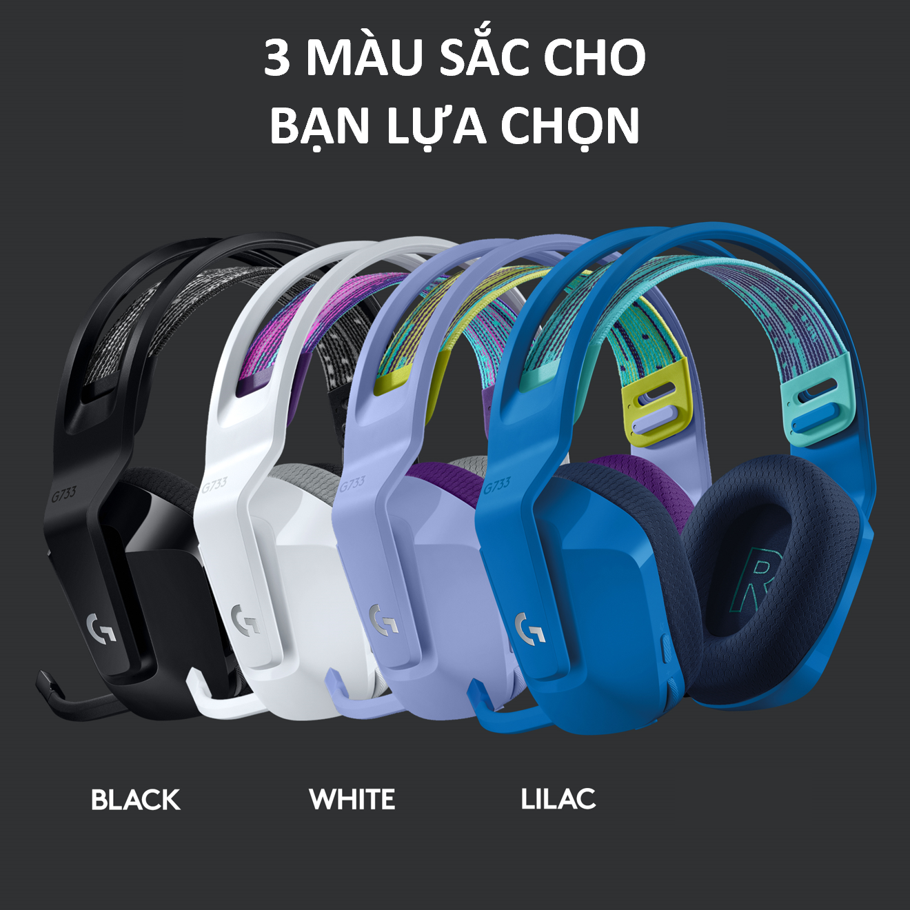 Tai nghe Gaming Logitech G733 LIGHTSPEED Wireless 7.1 RGB - Hàng Chính Hãng
