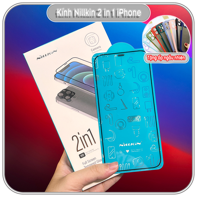 Kính cường lực cho iPhone 12 - 12 Pro - 12 Pro Max Nillkin 2 in 1 Full Màn Hình + Cường Lực Camera - Hàng Nhập Khẩu