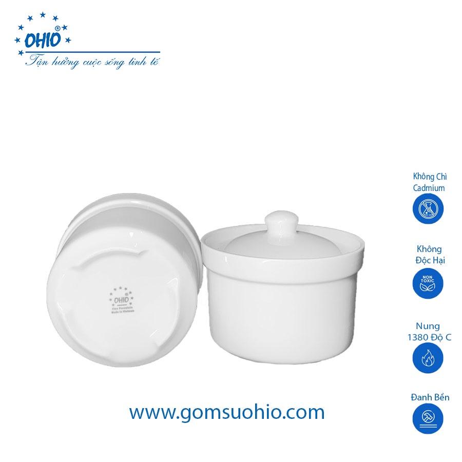 Thố Chưng 9.5 cm Sứ Trắng OHIO 300ml