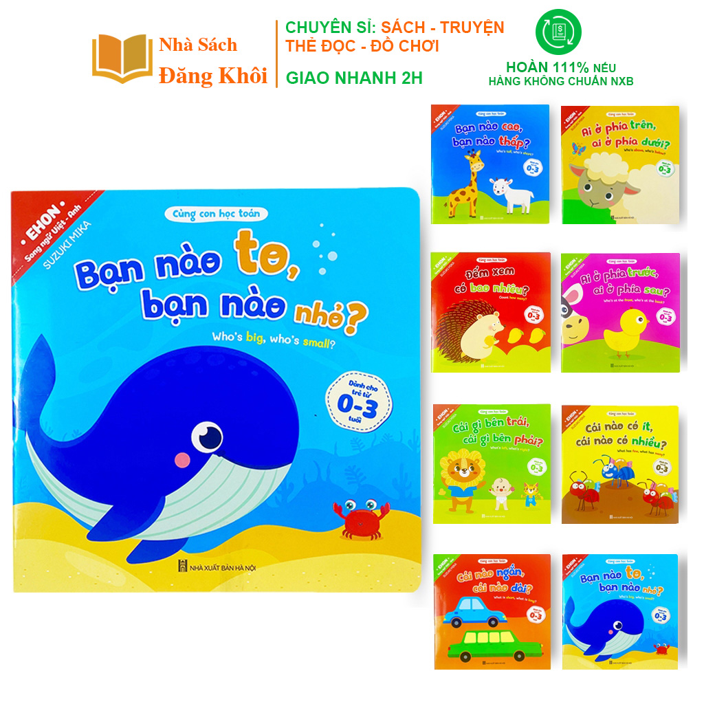 Sách - Combo 8 cuốn Ehon Toán Học Đầu Đời Cùng Con Học Toán - Song Ngữ Việt Anh  Cho Bé 0-3 Tuổi