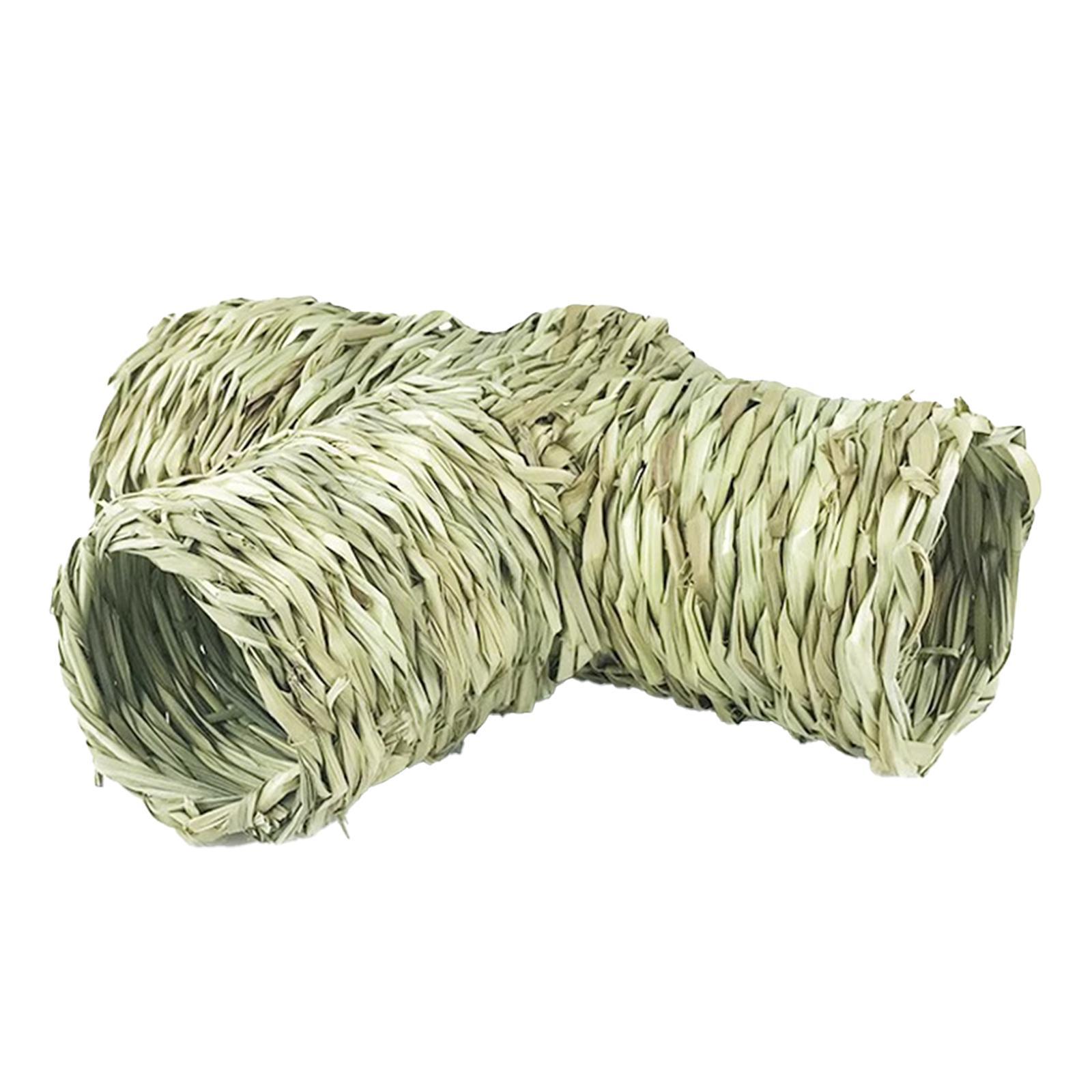 Hamster Grass Tunnel Interactive Toy Hay Bed Cage Cottage Hut Rabbit Tunnel Tube for Hamster Rat Squirrels Ferret