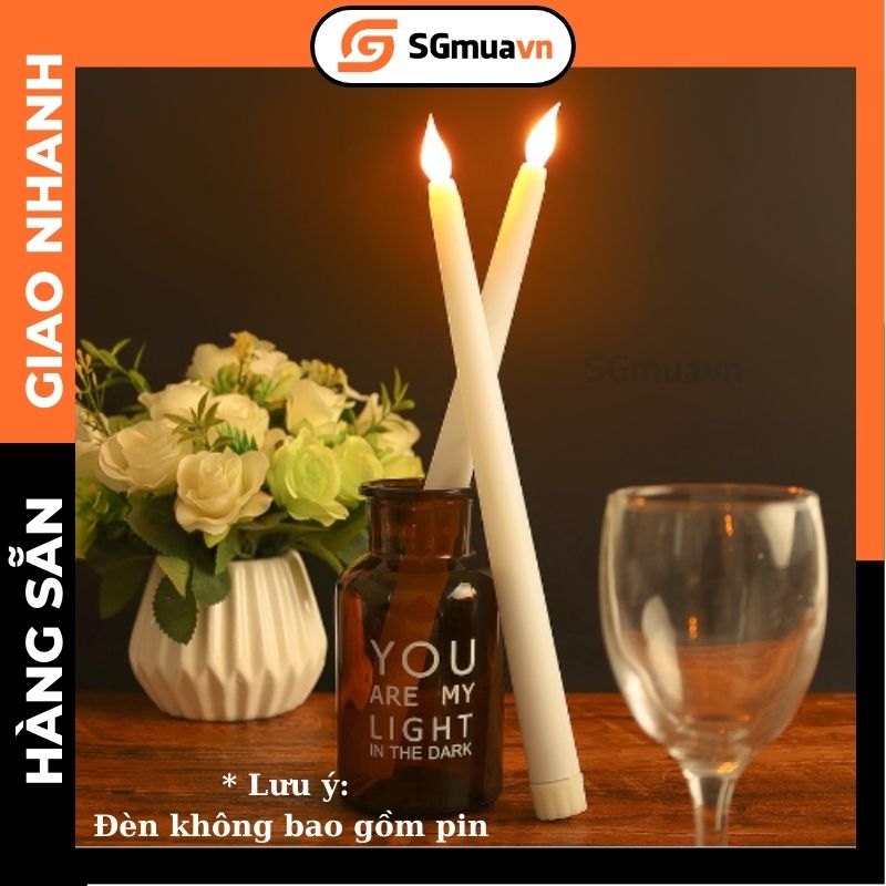 1 Cặp 2 Đèn nến điện tử dùng pin size 28cm trang trí nhà cửa sự kiện lãng mạn