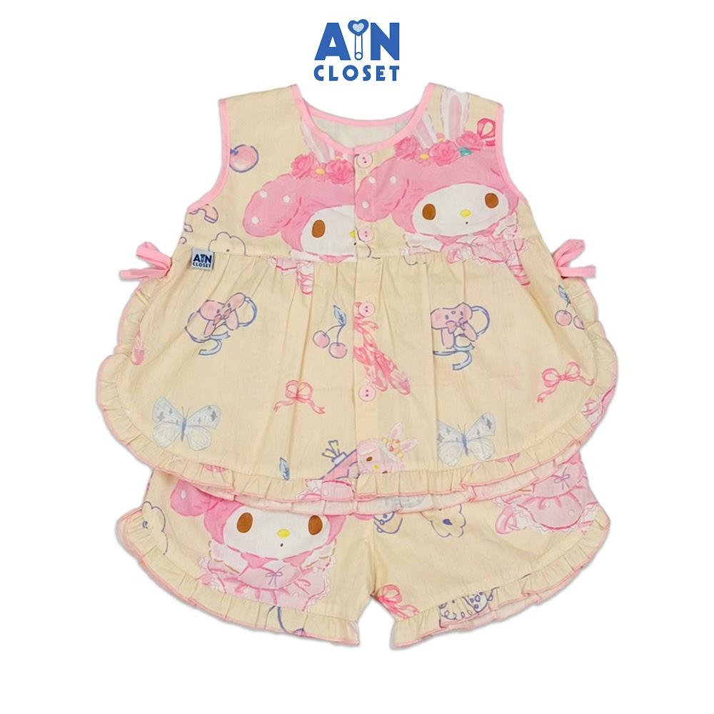 Bộ quần áo Ngắn bé gái hoạ tiết Thỏ Vàng Melody Cotton - AICDBGBGKA3E - AIN Closet