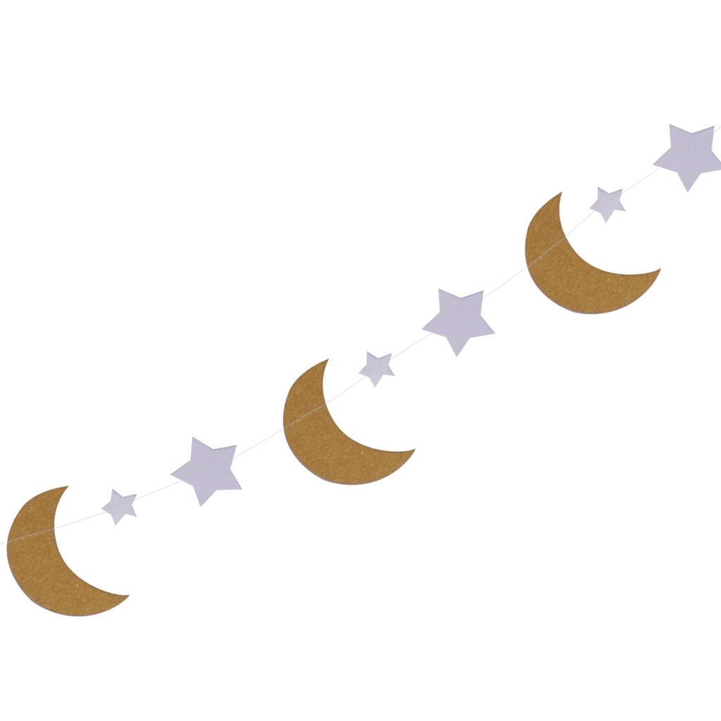 Glitter Moon & Star Bunting Banner for Kids Room Nursery Hanging Decoration