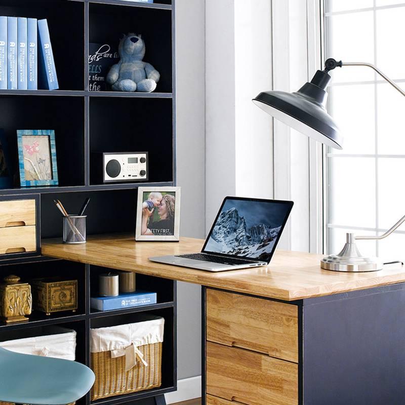 Bộ Bàn Liền Kệ Sách NB-Blue Gỗ Tự Nhiên Ibie OTDBNBBR - Xanh