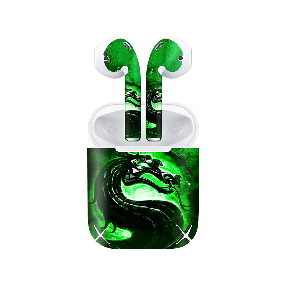 Miếng dán skin chống bẩn cho tai nghe AirPods in hình Rồng Dragon - dra017 (bản không dây 1 và 2)