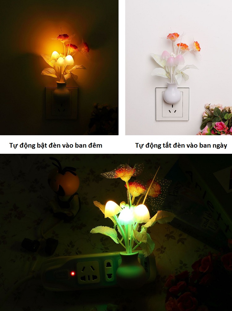 ĐÈN NGỦ CẢM ỨNG HÌNH BÔNG HOA - giao màu ngẫu nhiên