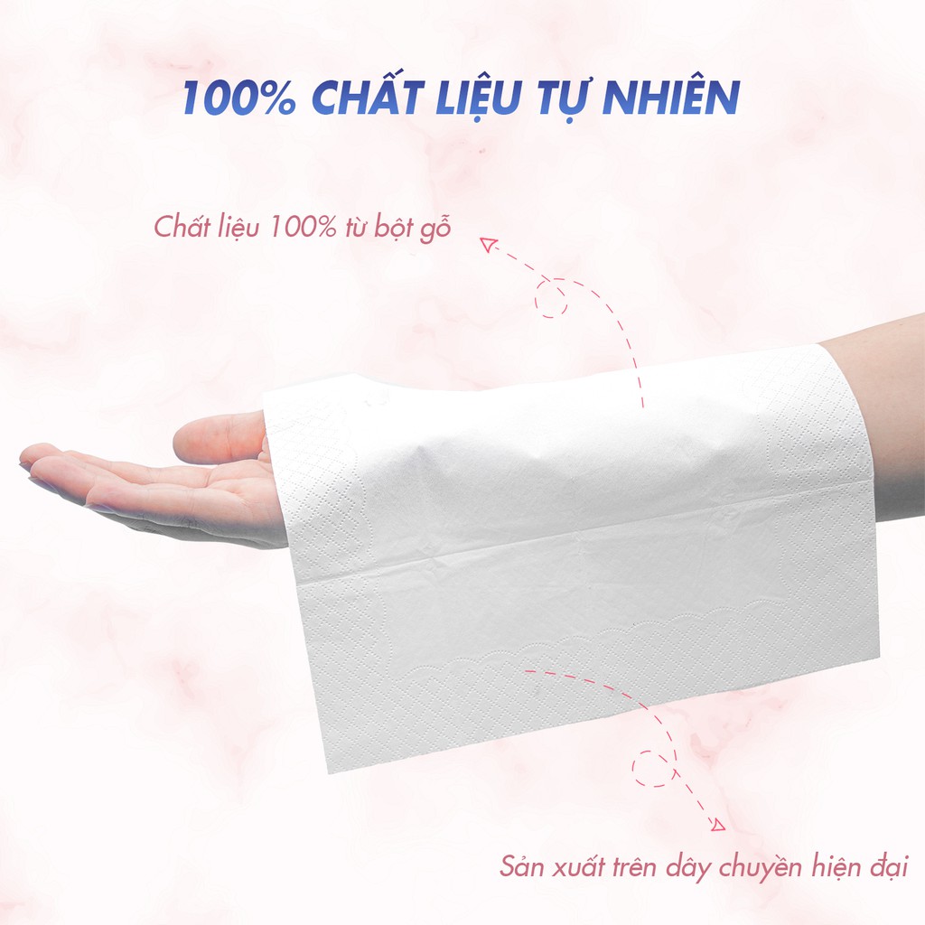 Combo 6 Giấy ăn Slisoft Trắng 3 lớp x 100 tờ đa năng, khăn giấy rút không chất tẩy trắng an toàn cho cả gia đình