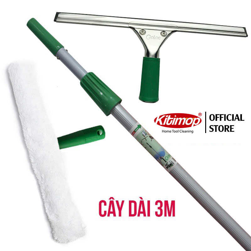 Bộ Dụng Cụ Lau Kính Cán Dài 3 Mét Galac-03 - Tặng Đồ Sơ Cua Thay Thế