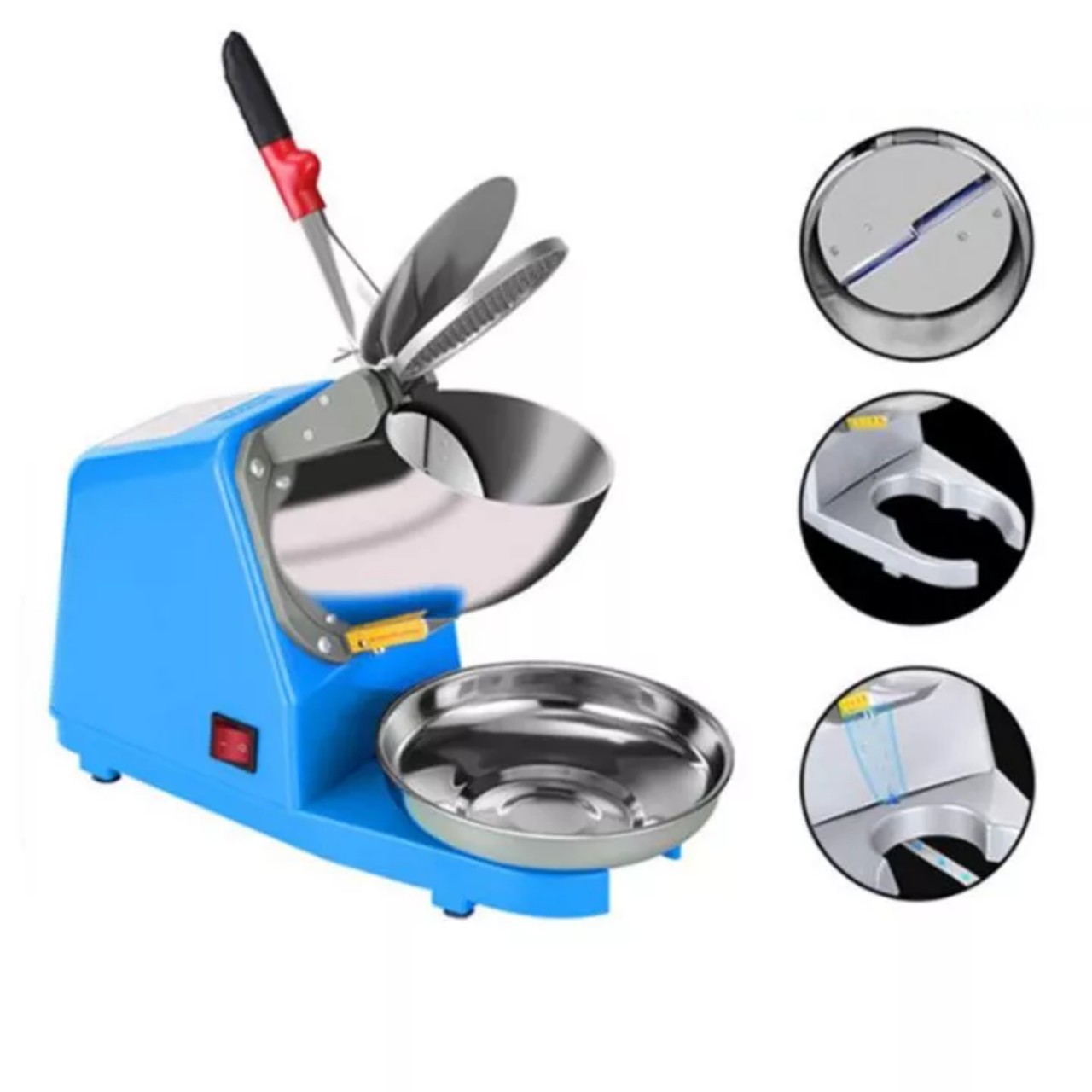 Máy Bào Đá, Máy Bào Đá Tuyết 2 Lưỡi, 2 Nắp Công Suất 300W500W Thương Hiệu Doron - Màu Xanh
