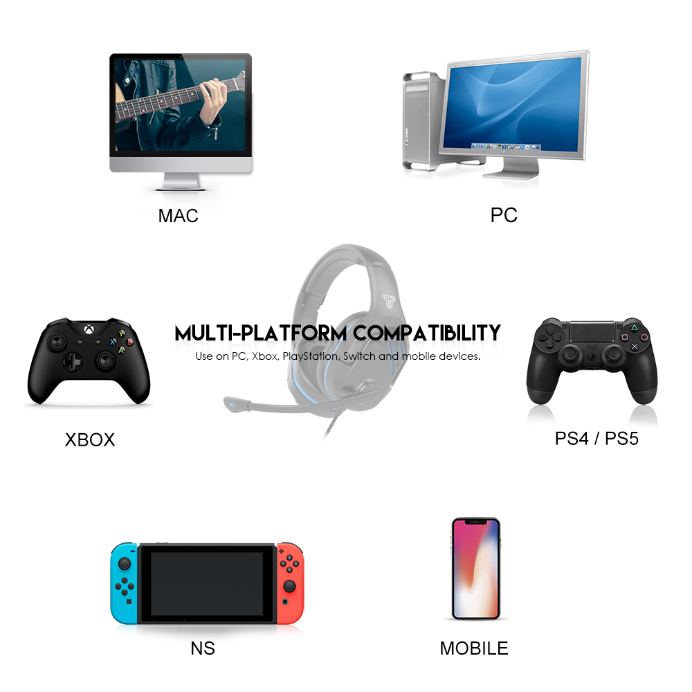 Tai nghe Gaming chụp tai có dây Fantech VALOR MH86 chuyên Game console PS4, PS5... Jack 3.5mm dùng cho PC, có MIC, chống ồn - Hàng chính hãng