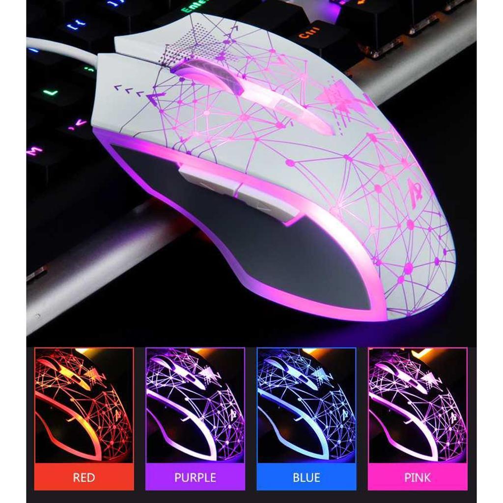 AJ119 USB Wired Gaming Computer Mouse 6 Button 3200DPI Mice for PC White