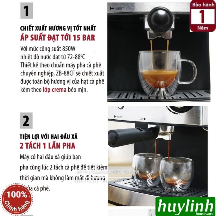 Combo máy pha cafe Espresso Zamboo ZB-88CF + Máy xay cà phê 100GR - Hàng chính hãng