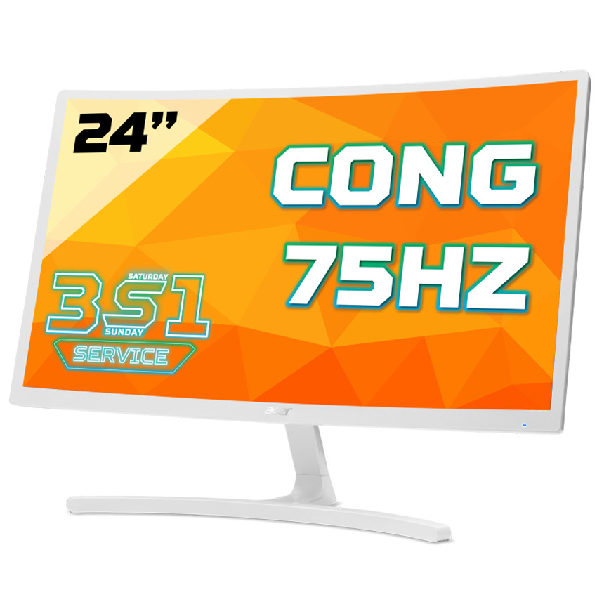 Màn hình cong Acer ED242QR(White) Abidpx 24 VA 75Hz FreeSync chuyên game - Hàng Chính Hãng