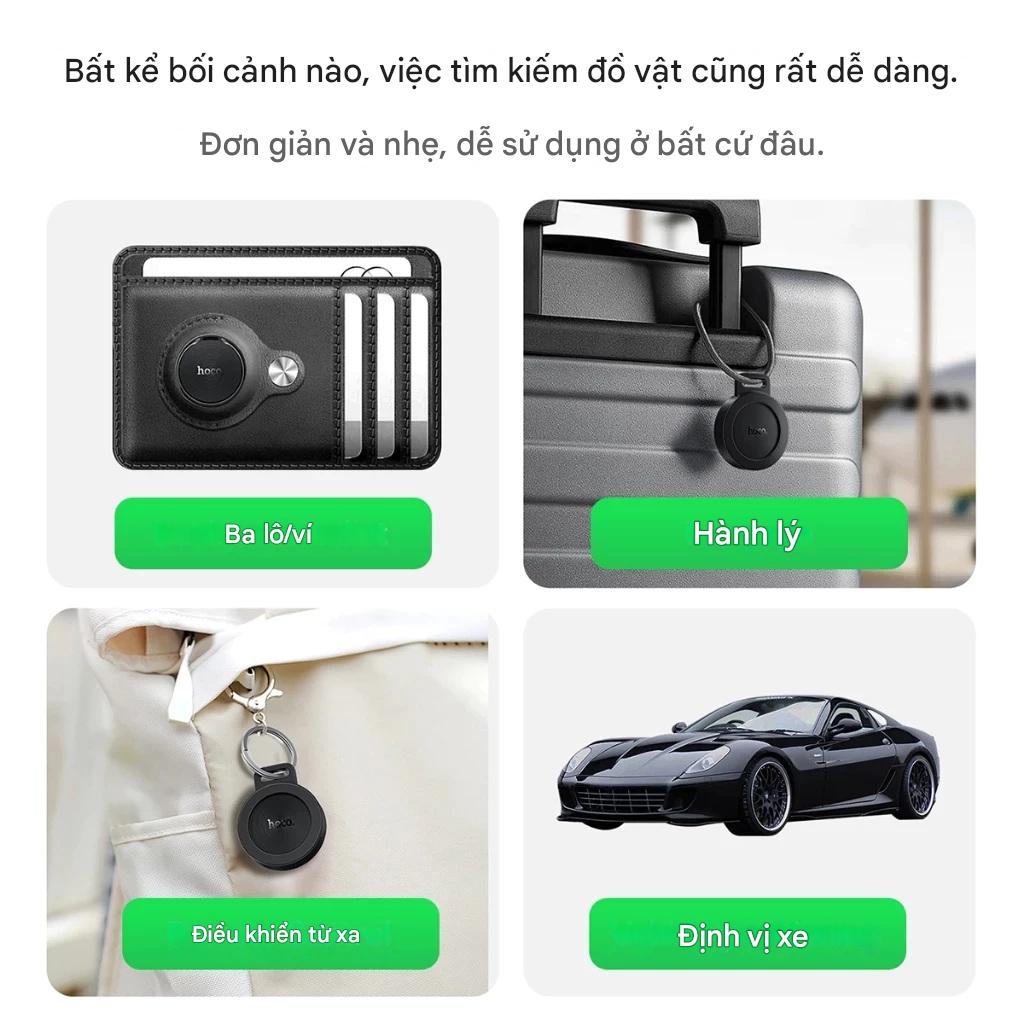 Thiết bị định vị GPS HOCO E101 dùng cho cả Android và iOS, công nghệ UWB giúp định vị chính xác hơn, chống thất lạc hành lý, xe, chìa khóa - Hàng chính hãng