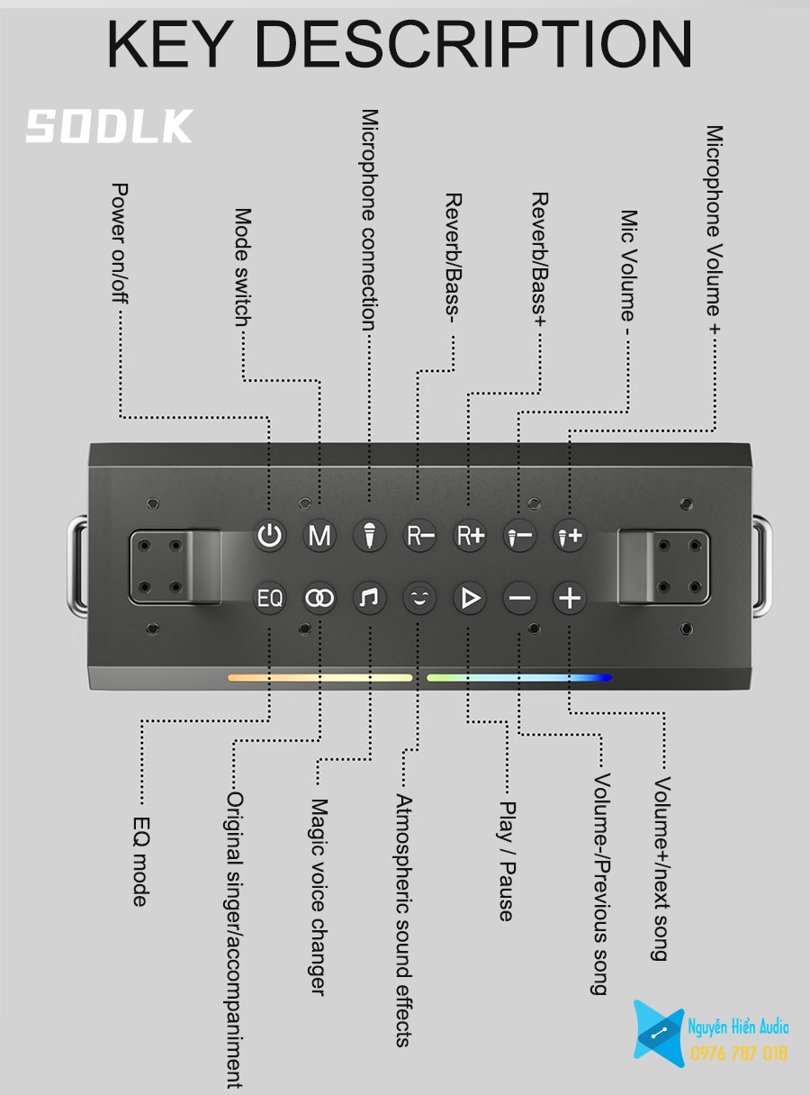 Loa Sodlk S1115 Bluetooth di động, siêu trầm 200W, có đèn RGB, tặng kèm 01 balo chống sốc