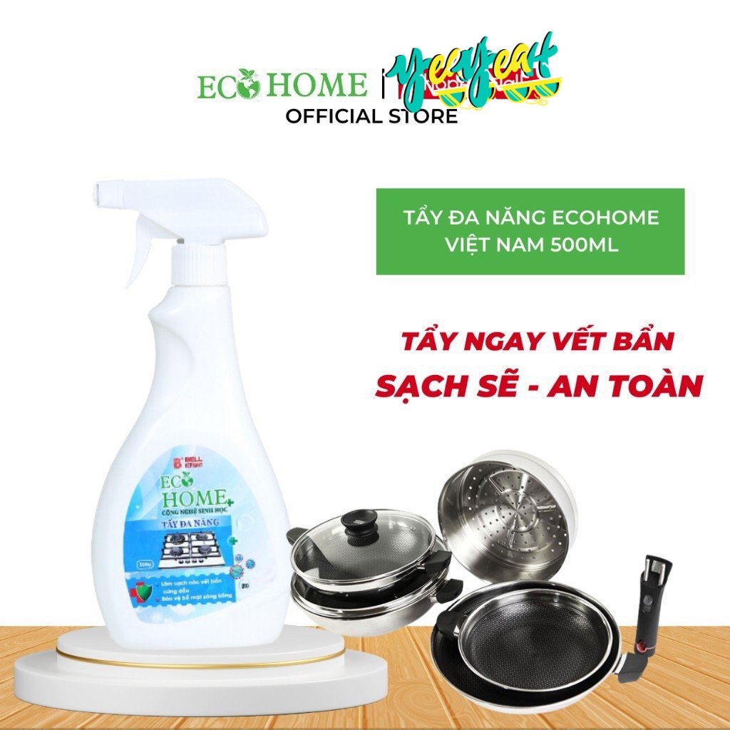 Xịt Tẩy Đa Năng Công Nghệ Sinh Học ECOHOME 500ML Tẩy Cặn Canxi, Tẩy Kính, Vòi Sen, Bồn Sứ, Chậu Tắm, Gạch Men, Gương Soi