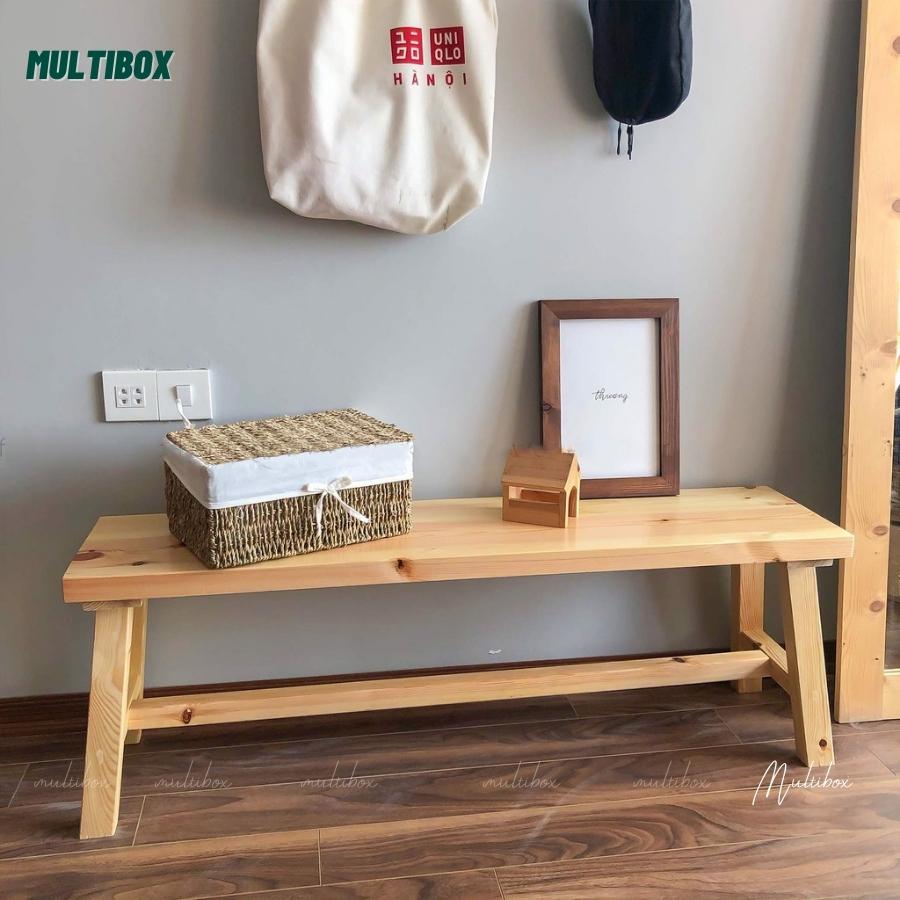 Ghế Băng Dài Gỗ Thông Tự Nhiên Multibox,  Ghế Ngồi Hành Lang Dài, Ghế Bench Decor Ban Công