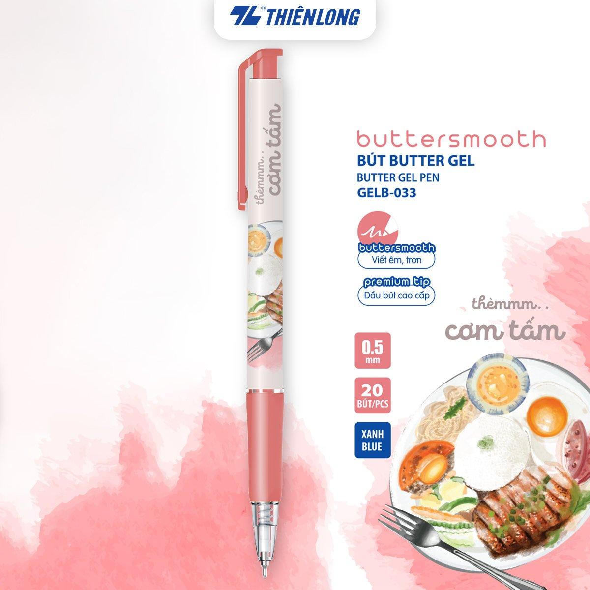 [BST] Bút gel B - Buttersmooth Gel Thiên Long - Premium Tip viết êm, trơn - Mực Xanh