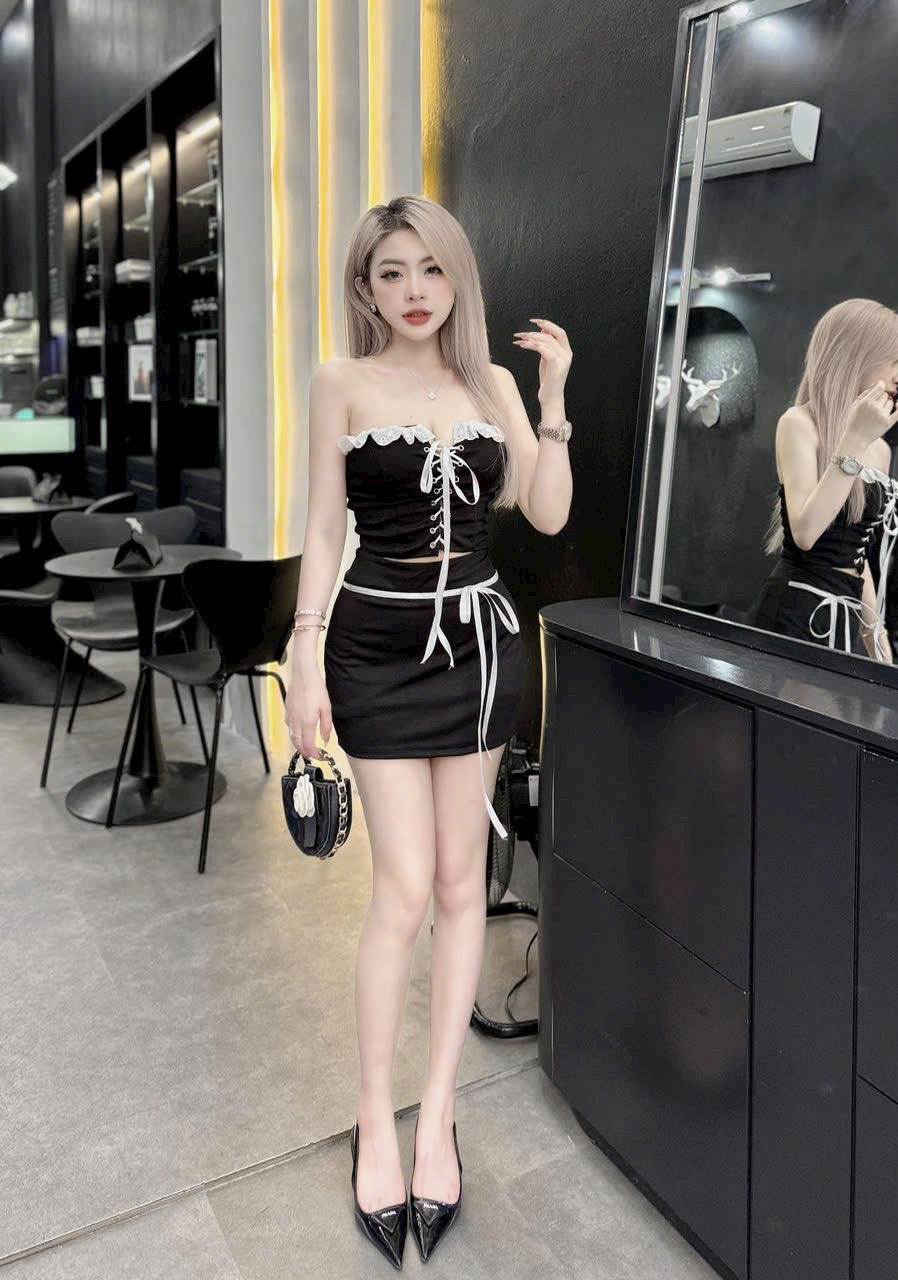 SET 2 MẢNH COTON LẠNH PHỐI REN NGỰC THÂN SAU MOCKING 2 MÀU Y HÌNH