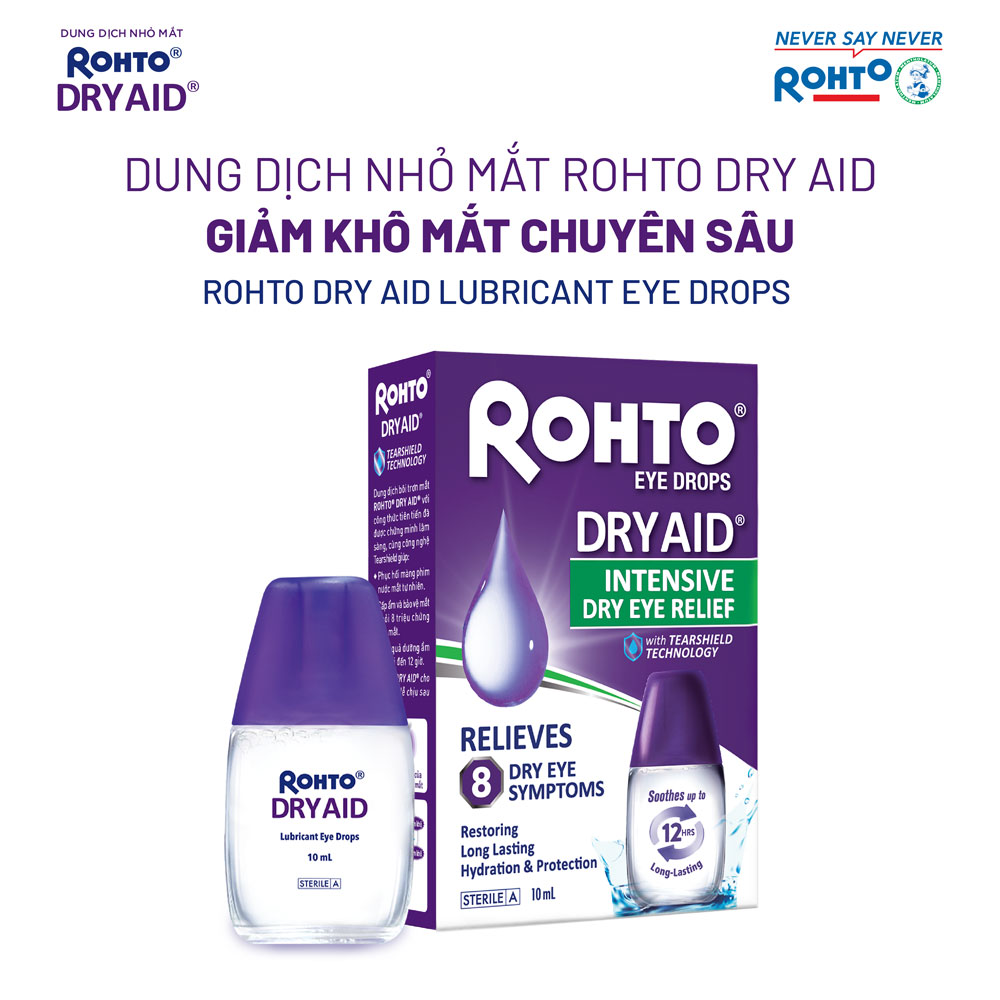 Hình ảnh Nước nhỏ mắt dưỡng ẩm ẩm, giảm khô mắt chuyên sâu Rohto Dry Aid 10ml