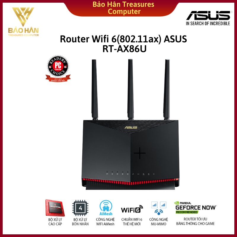 Router Wifi ASUS RT-AX86U Hai Băng Tần Chuẩn AX5700 (Chuyên Cho Game Di Động)- Hàng Chính Hãng