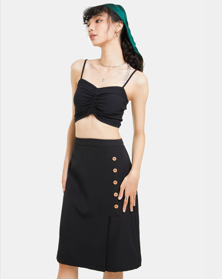 Chân Váy Midi Nữ Thời Trang JUNO Kiểu Dáng Xẻ JNVLU006