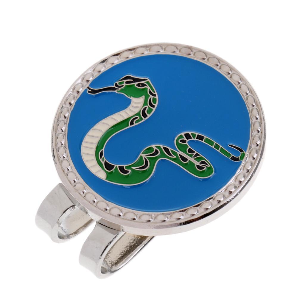 3xGolf Hat Clip Magnetic with Golf Ball Marker Chinese Zodiac Snake