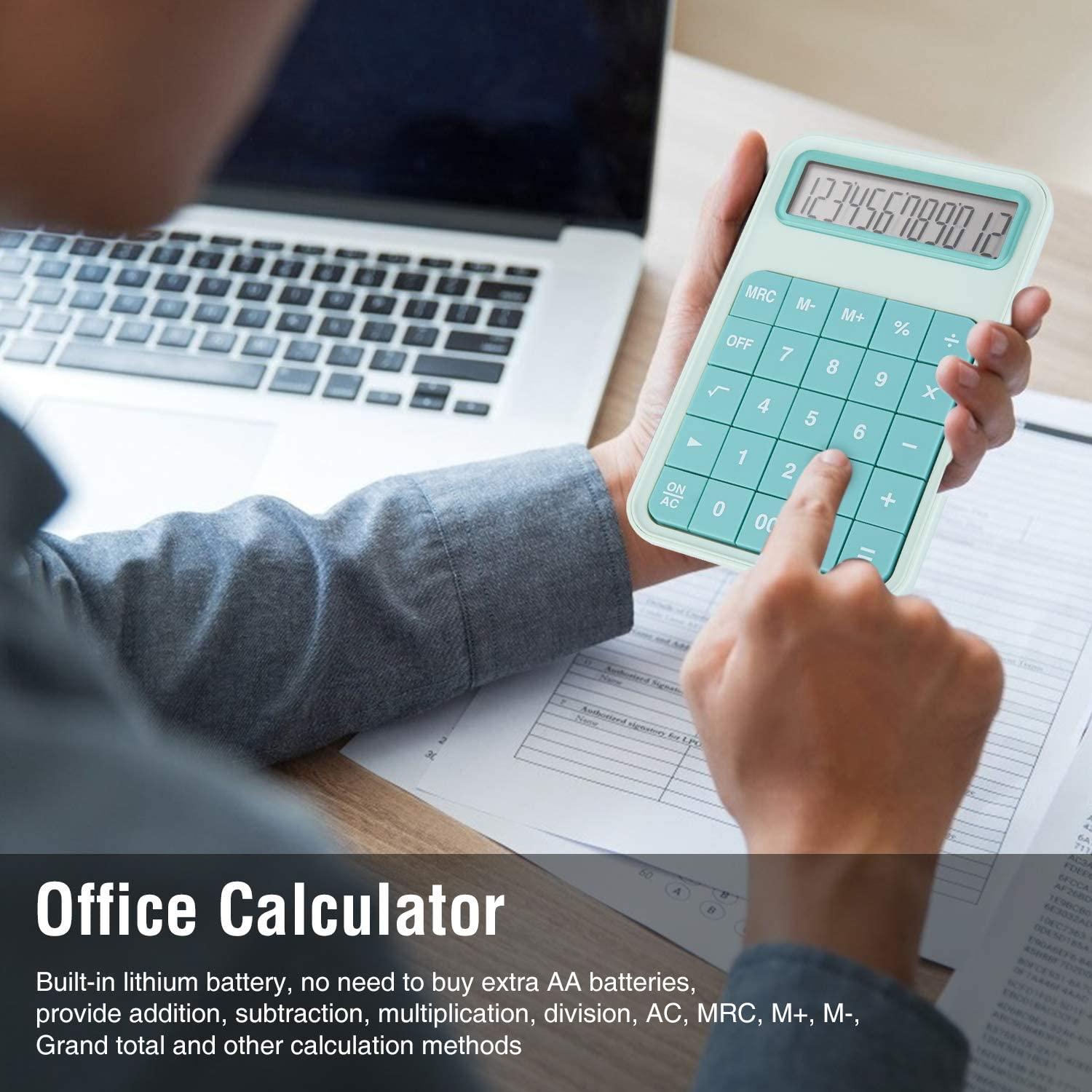 Chức năng tiêu chuẩn tính toán văn phòng, LCD Máy tính màn hình lớn 12 chữ số cho trường học, văn phòng, gia đình, quầy hàng - màu ngọc lam