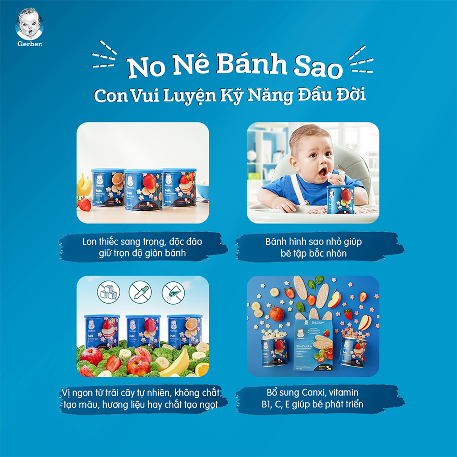 Combo 3 Bánh Ăn Dặm Hình Sao Nestlé Gerber Chính Hãng - Combo 3 No Nê Bánh Sao [Tặng Đồ Dùng Cho Mẹ Ngẫu Nhiên]