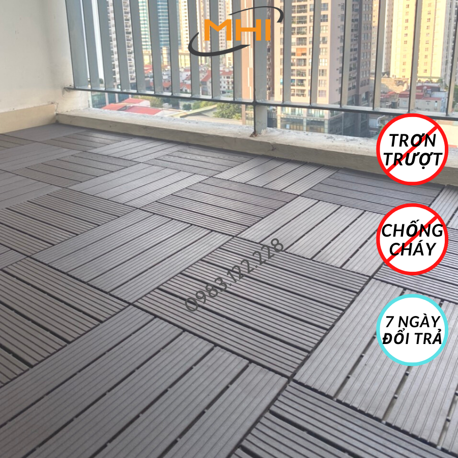 Thảm lát sàn uPVC cao cấp MHI-ECO, Tấm nhựa trải sàn trang trí ban công / sân vườn / sân thượng; lót sàn chống trơn trượt nhà tắm / bể bơi - Hàng Việt Nam chất lượng cao