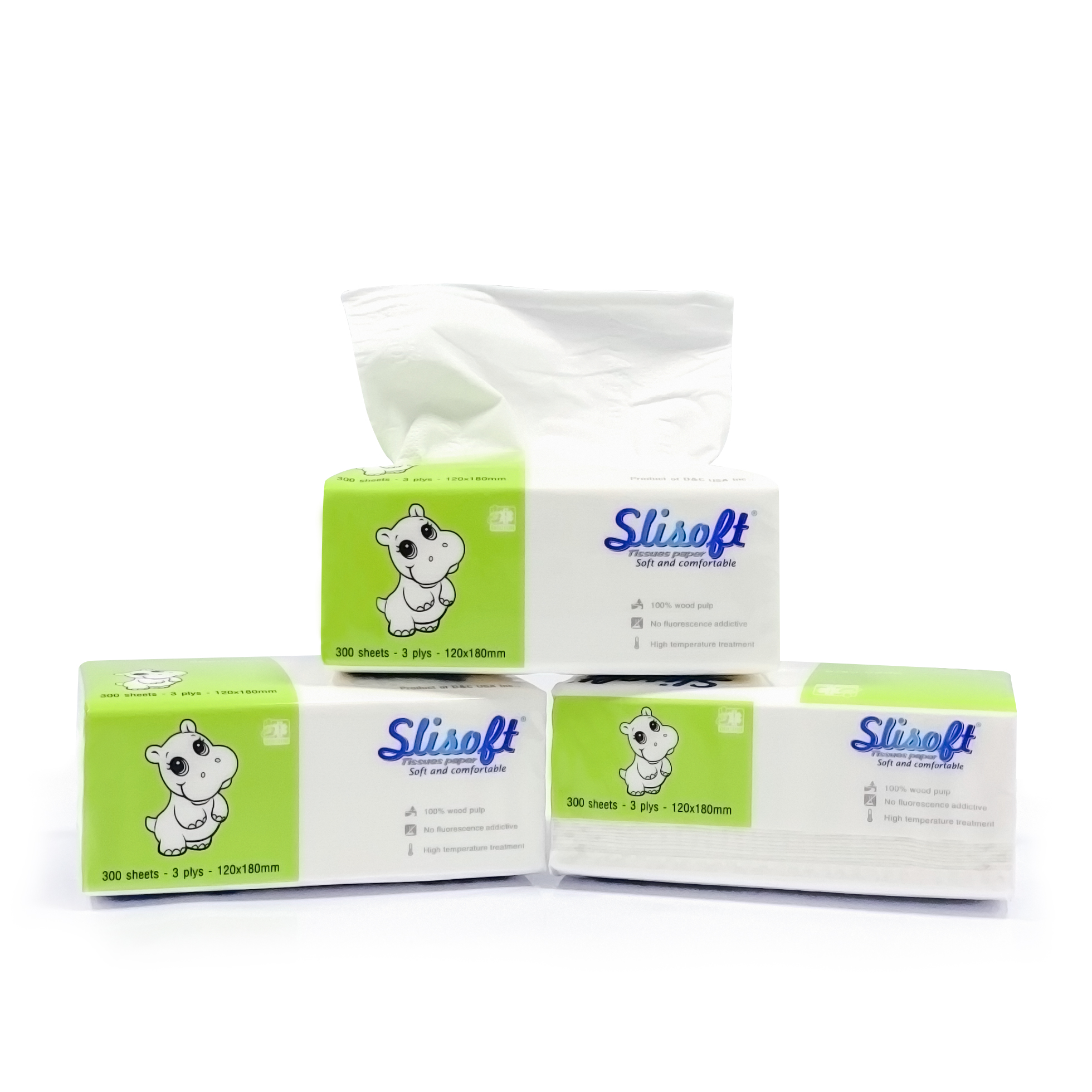 Combo 6 Giấy ăn Slisoft Trắng 3 lớp x 100 tờ đa năng, khăn giấy rút không chất tẩy trắng an toàn cho cả gia đình