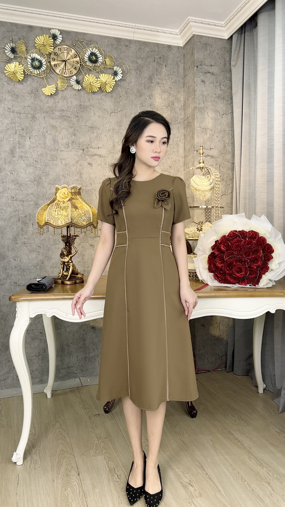 Đầm Trung Niên [ Linh Trà ] (TM 1109) Trẻ Trung Thiết Kế Trang Nhã Thanh Lịch Bigsize Đi Làm Đi Tiệc Cho Bà Cho Mẹ U50