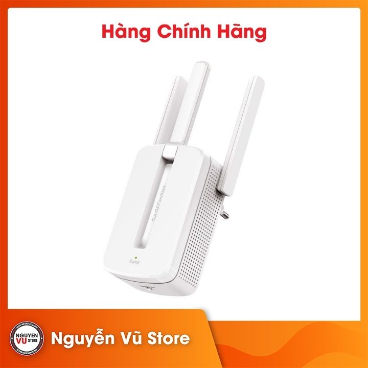 Bộ kích sóng, mở rộng Wifi cắm ổ điện Mercusys 300RE 03 râu (Trắng)