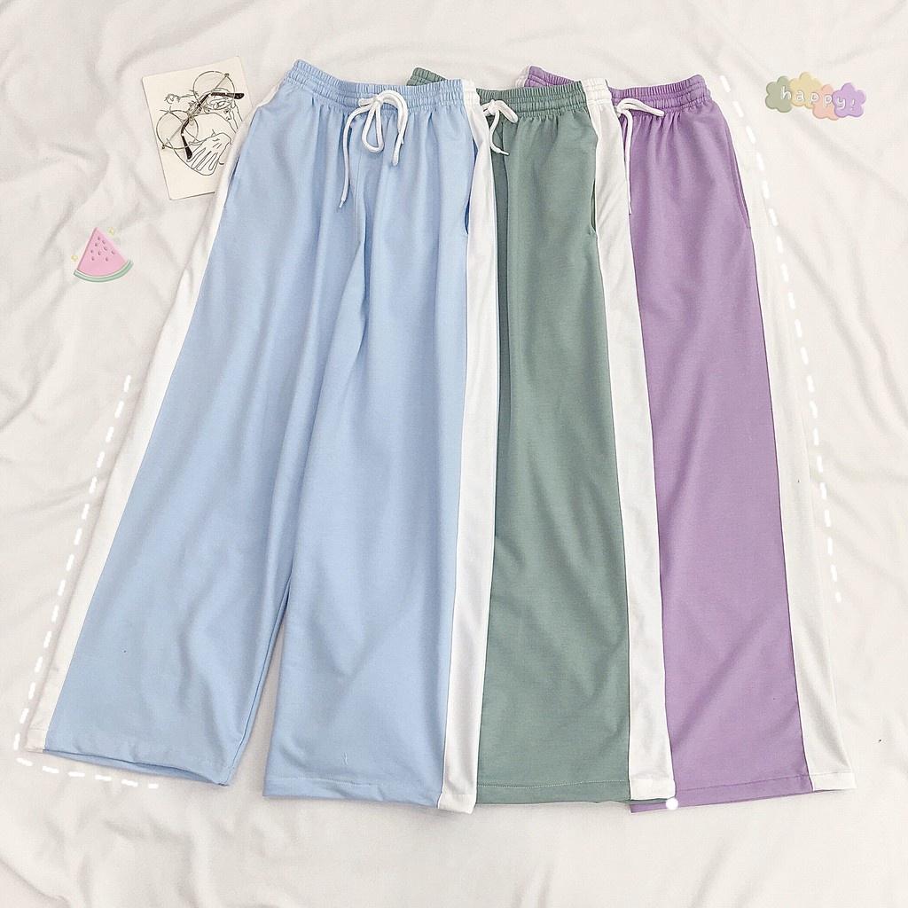 Quần Dài Nữ 1 Sọc Dáng Rộng Ống Suông Ulzzang Unisex