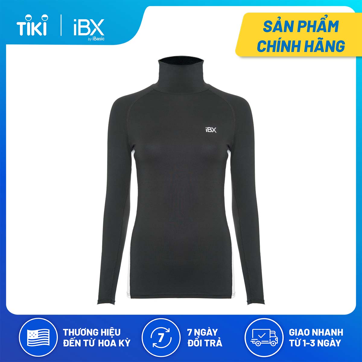 Áo thun thể thao nữ tay dài cổ lọ cao iBasic IBX047