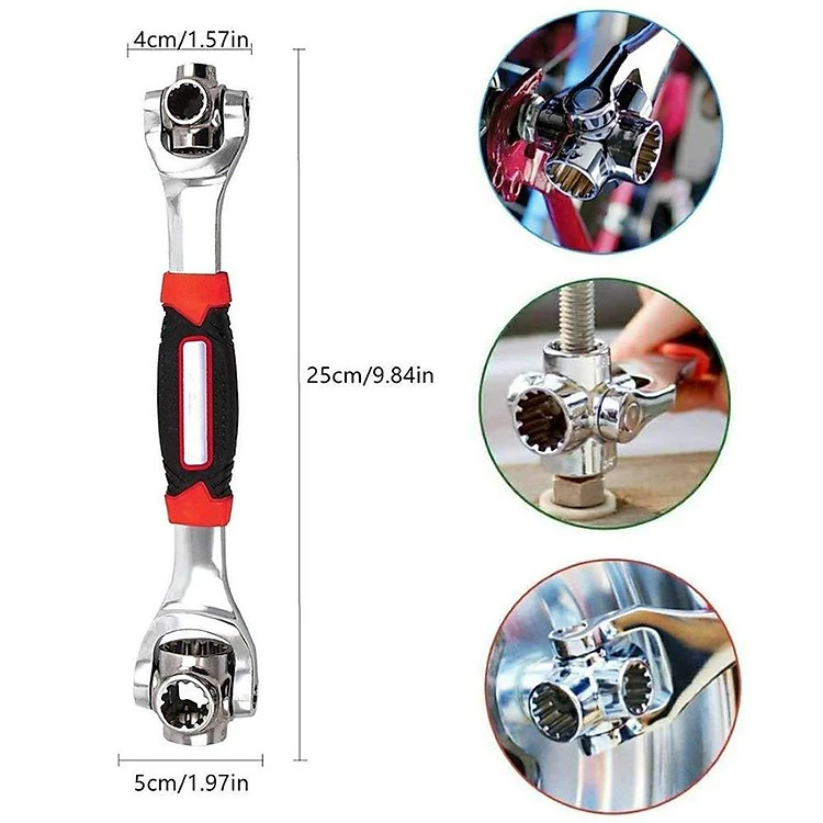 Bộ Cờ Lê Mỏ Lết 8 Đầu Xoay Đa Năng 48 in 1 - Dụng Cụ Tháo Lắp Có Nam Châm - Hàng Chính Hãng